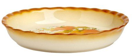 Pumpkin Pie Ingredients Fluted Edge Ceramic Pie Plate, 10-Inch N2