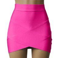 Phoneix Womens Candy Color Stretch Tight Office Lady Pleated Mini Skirt