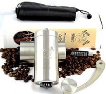 Java Time Bistro deluxe Manual Coffee Grinder | Conical Burr Mill for Precision Brewing | Brushed Stainl N4