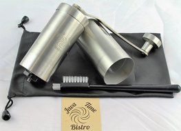 Java Time Bistro deluxe Manual Coffee Grinder | Conical Burr Mill for Precision Brewing | Brushed Stainl N7