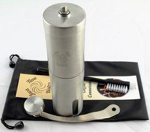 Java Time Bistro deluxe Manual Coffee Grinder | Conical Burr Mill for Precision Brewing | Brushed Stainl N8