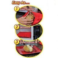 Sher New Practical Fast Easy Red Potato Washable Microwave Bag Steam Pocket Bake Potato in 4 Minutes N4