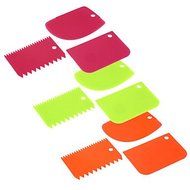 Sher (Random color)1set New 3x Plastic Dough Fondant Scraper Cake Decorating Plain Smooth Jagged Clear bowls Tool N4