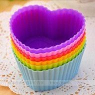 Dimart 6 Pcs Heart Silicone Mould for Cake Random Color DIY Muffin Cupcake Baking Mould