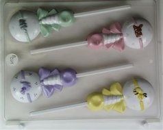 Baby rattle with Four different designs and bow B024 Baby Chocolate Candy Mold