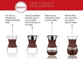Osaka Pour-Over Drip Brewer, 6 Cup (27 oz) Glass Carafe with Permanent Stainless Steel Filter &quot;Itsukushima&quot; N2