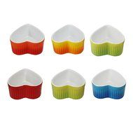DOYOLLA Ceramic Eco Heart-shaped Ramekins, Set of 6, Random Color N2
