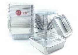 4 1/2&quot; x 4 1/2&quot; Square Aluminum Foil Mini Baking And Food Cake Pan Disposable Pans With Lids 20 Sets