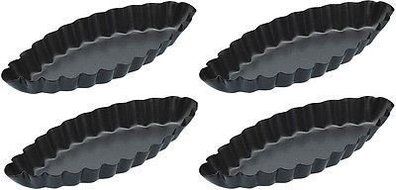 KitchenCraft Set of 4 Mini Fluted Boat Baking Pan Tin