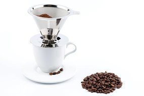 Maranello Caff&eacute; - Stainless Steel Pour Over Paperless Coffee Maker - Mesh Bottomed Cone Dripper and Cup Stand... N3