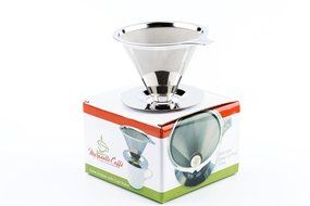 Maranello Caff&eacute; - Stainless Steel Pour Over Paperless Coffee Maker - Mesh Bottomed Cone Dripper and Cup Stand... N4