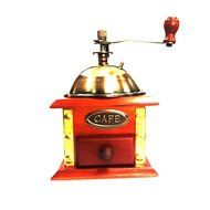 XHHOME Retro Style Manual Hand-crank Coffee Grinder Golden Tone, Ceramic Burr Core Wood Case 4.7&quot;x4.7&quot;x6.7&quot; N3