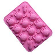 Always Your Chef Reusable Silicone Chocolate Candy Molds Cartoon Bunny Shaped Cake Decoration Molds, Random Colors