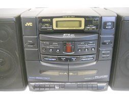 JVC PC-XC30 6 Disc CD Changer Boombox Dual Cassette Recorder Player Multi Bass Horn Portable AM FM Radio Detachable... N6