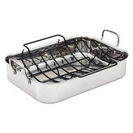 Tri-Ply Clad Stainless Steel 17-inch by 12-1/2-inch Large Rectangular Roaster with Nonstick Rack N3