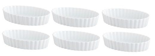 HIC Porcelain 5-by-1-Inch Oval Cr&egrave;me Brulee Dish, Set of Six