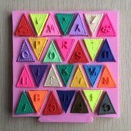 Sher Alphabet Bunting Shaped Fondant Cake Chocolate Silicone Mold,Cupcake Decoration Tools,L11.2cmW10.6cmH0.7cm N3