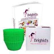 Brighid's Kitchen Green Reusable Silicone Baking Cups / Muffin Cups with eBook Cookbook and Product Guide, Set... N34