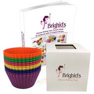 Brighid's Kitchen Green Reusable Silicone Baking Cups / Muffin Cups with eBook Cookbook and Product Guide, Set... N40