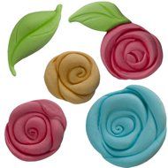 Sweet Elite Tools - Pouf Roses and Leaves Silicone Rolled Fondant and Gumpaste Mold by Colette Peters
