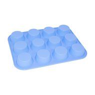 ALEKO&reg; SFC01 Heat Resistant Non Stick Silicone Cup Cake Muffin Tray 12 Cups Mold Pan, Blue N2