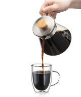Osaka Pour-Over Coffee Dripper with Wood Stand - Full Brewing Set for a Homemade Pourover. &quot;Lake Mashu&quot; (Natrual) N10