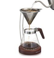 Osaka Pour-Over Coffee Dripper with Wood Stand - Full Brewing Set for a Homemade Pourover. &quot;Lake Mashu&quot; (Natrual) N11