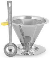 BCI Coffee Master Stainless Steel Paperless Reusable Cone Dripper Double Mesh Pour Over Coffee Maker Filter with... N6