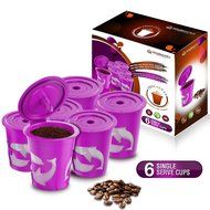 FROZ-CUP 2.0 - 6 Refillable/Reusable K Cups for Keurig 2.0 - K200, K300, K400, K500 Series and all 1.0 Brewers... N4