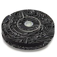 Skin Decal Vinyl Wrap For IRobot Roomba 650 655 Vacuum / Black Flowers Floral Pattern