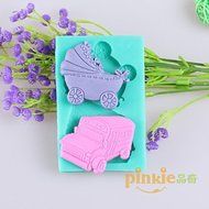 Sher Car And Baby Carriages Fondant Cake Chocolate Silicone Molds,Decoration Tools Bakeware N4