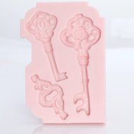 Victorian Rose Skeleton Key Silicone Mold, Food Safe Wedding Cake Decorating with Fondant, Chocolate, Candy, Craft... N5