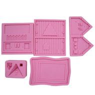 LYNCH 1 Set 3D Silicone House Building Cake Decorating Fondant Mold Baking Tools,Pink N5