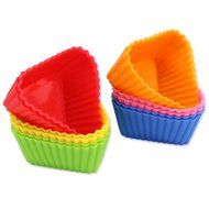 Silicone Baking Cups 12 Cupcake Muffin Liners Kids Bento Lunchbox Divider Accessories (Triangle) N9
