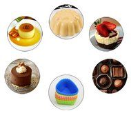 Silicone Baking Cups 12 Cupcake Muffin Liners Kids Bento Lunchbox Divider Accessories (Triangle) N10