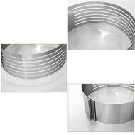 SUNLIGHTAM Stainless Steel Adjustable Size Mousse Cake Ring Mold Layer Slicer Cutter Retractable Baking Tool (... N9