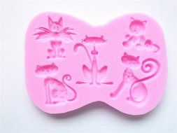 Wocuz W0216 5 Cats Shaped Candy Fondant Chocolate Accessory Silicone Mold Cake Decoration Mould