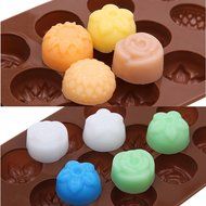 Poproo Flower Shaped 3-piece Candy Molds Set 15-cavities Chocolate Ice Cube Mold, Tulip Rose Sunflower Lotus Shapes N5