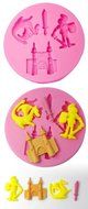 FOUR-C Silicone Cupcake Embossing Mold Warrior Sugarpaste Mould Color Pink