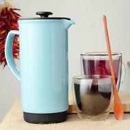 Ceramic French Press Coffee Press + Bonus Wooden Spoon (Carrot, 32 oz) N26