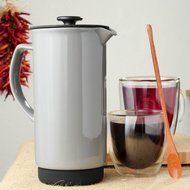 Ceramic French Press Coffee Press + Bonus Wooden Spoon (Carrot, 32 oz) N30