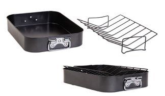 Gibson Home 89134.02 Broxton 2 Piece Non-Stick Turkey Roaster, Black N8