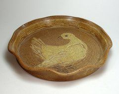 Stoneware Dove Pottery Pie Plate Ceramic Serving Baking Dish Tray N4