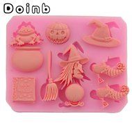 Doinb 7pcs/Set Halloween Skull Witch Candy Cake Pastry Fondant Silicone Molds GJM-9100 N2