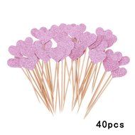 Whitelotous 40pcs Love Heart Cupcake Toppers Dessert Muffin Cupcake Toppers for Picnic Wedding Baby Shower Birthday... N19