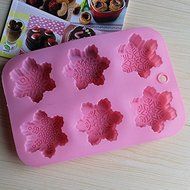 Anyana 6 Cavity Silicone Snowflake Soap Mold Snow Chocolate Soap Fondant Mould Baking Molds N4