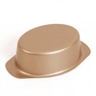 MyLifeUNIT Oval Cake Mold Pan, Non stick Oval Bread Pan with Handle, Gold N3