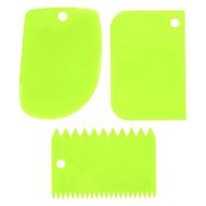 Sher (Random color)1set New 3x Plastic Dough Fondant Scraper Cake Decorating Plain Smooth Jagged Clear bowls Tool N5