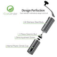 Premium Ceramic Burr Manual Coffee Grinder, Best Coffee Bean Grinder by EcoGrinder - Adjustable, Portable, Stainless... N2