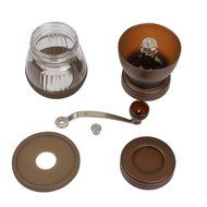 RC Mini Hand-Crank Coffee Bean Grinder Manual Coffee Grinding Mill 120g With Brush &amp; Lid - Brown